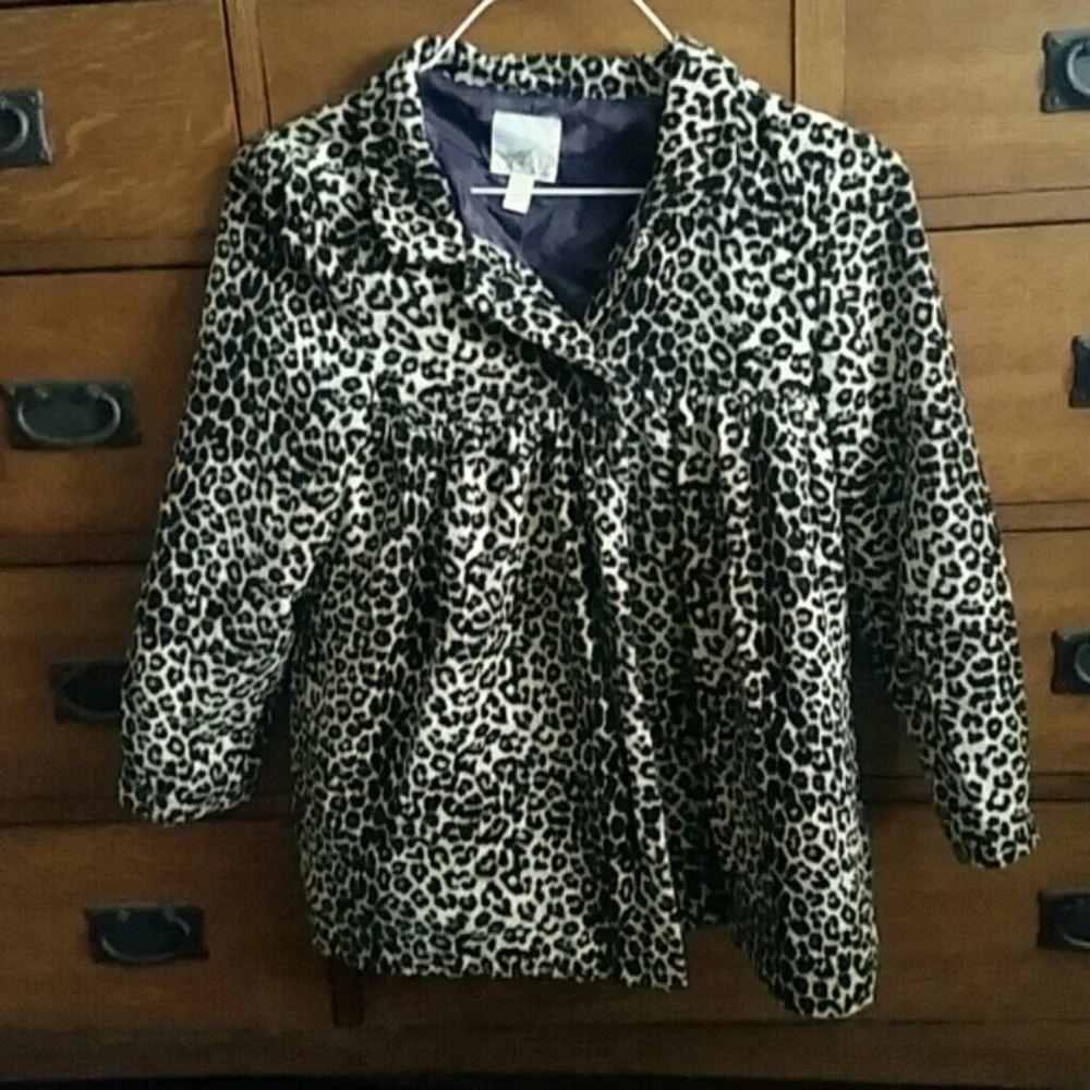 Peek Fleur Des Champs Girls Leopard Print‎ Formal Velour Coat Size 12